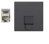 Placa vd plana 500 cima con 1 conector 6a ftp grafito - simon