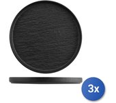 3x plato de porcelana h&h skin en relieve negro cm 25,5.