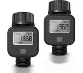 Medidor de agua de 2 uds, medidor de agua electrónico multifunción, estándar británico de rosca bsp3/4, herramientas de jardinería