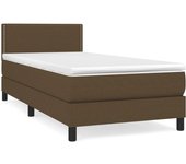 Cama con somier tapizado y colchón de tela marrón oscuro 90x190 cm