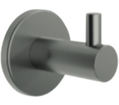 Percha simple para baño, acero inox s.304 anticorrosión, acabado negro black gun metal pvd, incluye doble sistema de fijación (pegado / atornillado)