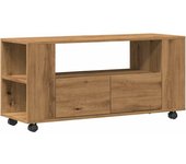 Mueble tv ruedas madera ingeniería roble artisan 102x34,5x43cm