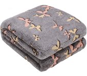 Kanguru, plaid pile, grigio, glow, singolo, si illumina al buio, coperta divano microfibra, morbida divertente, farfalle 130x150cm, simpatico coprilet