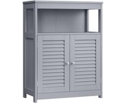 Armario de baño con 2 puertas estilo persiana, organizador versátil, diseño rústico, cocina, dormitorio y salón, gris paloma