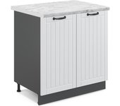 Vicco armario bajo para fregadero fame-line, blanco casa de campo, 80 cm , et mármol