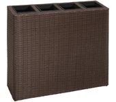 Vidaxl jardinera alta con 4 macetas ratán sintético marrón