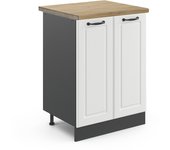 Vicco mueble bajo de cocina r-line, blanco casa de campo, 60 cm , et roble