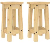 Taburetes altos de cocina 2 uds madera maciza de pino
