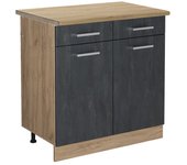 Vicco mueble bajo de cocina r-line, hormigón negro, 80 cm et roble