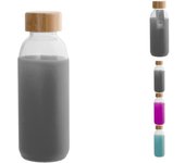 6x botellas de vidrio con tapón de bambú 0,4 l h&h