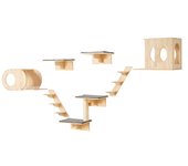 Vevor soporte gatos montado en la pared, juego de 7 piezas con plataforma salto, carga de 40 libras, marco de escalada flotante, percha nido de gato