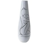 Jarrón dkd home decor abstracto blanco resina moderno (31.5 x 31.5 x 95.5 cm)