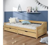 Vidaxl sofá cama con 2 cajones madera maciza pino irun 90x200cm