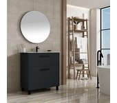 Mueble de baño con patas con lavabo cerámico | 90 cm | 2 cajones con cierre amortiguado y organizador |gris vesubio