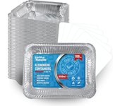 100 bandejas de aluminio de 1650 ml con tapas | moldes desechables para llevar | envase alimentario