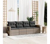 Set de sofás de jardín 4 piezas | conjunto de jardín de ocio | set de comedor de jardín y cojines ratán sintético gris cfw464416
