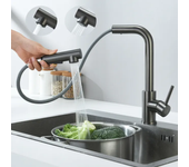 Grifo de cocina extraíble con rociador, grifo para fregadero de cocina extraíble giratorio 360°, 2 funciones, mezclador de cocina (sin manguera)