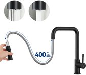 Cecipa max grifo de ducha negro, mezclador de cocina con rociador extraíble, mezclador de fregadero con 2 modos de salida de agua, modelo ue