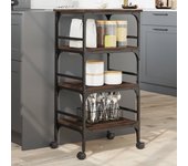 Carro de cocina roble marrón 45x35x89,5 madera contrachapada