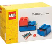 Caja de almacenamiento con cajón de escritorio color ladrillo, juego de 3 piezas - lego