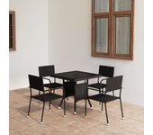 Juego de comedor para jardín 5 piezas，conjunto de comedor de exterior，conjunto de jardín ratán sintético negro cfw743428