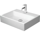 Lavabo duravit vero air 60x47cm, sin rebosadero, con banco con agujero para grifo, 1 agujero para grifo, pared trasera lijada y acristalada,
