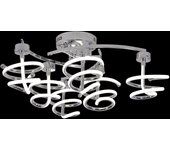 Plafón lámpara de techo cromada y 6 tulipas adornativas en espiral. led 22w x6. 4000k. ref 1145/6