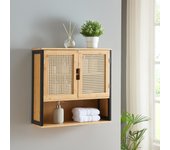 Mueble de baño de pared tervola 60x60x20 cm - negro/bambú [en.casa]