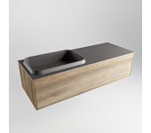 Mondiaz erin 120cm mueble de baño dark brown grey con 1 cajón. con lavabo ridge izquierda 1 orificio dark grey