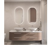 Oval line led espejo con marco blanco, 100x50 cm, interruptor y almohadilla antivaho