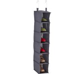 Relaxdays organizador colgante armario estrecho, 6 compartimentos, tela, 99 x 15 x 30 cm, 2 ganchos, para colgar zapatos, gris