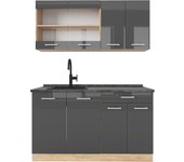 Vicco cocina versátil r-line, antracita brillo intenso/roble dorado eléctrico, 140 cm , et antracita