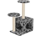 Rascador para gatos con poste de sisal 60 cm huellas gris