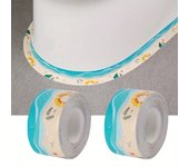 Juego de 2 tiras adhesivas para juntas de inodoro, color playa, 3,8 cm x 320 cm