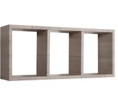 Estante rectangular de pared 3 compartimentos roble moka mod. tristano
