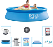 Paquete de piscina - intex - alrededor - 244x244x61 cm + accesorios a413