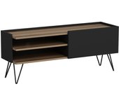 Mueble tv con puerta 50 x 124 x 37 cm negro / imitación madera 03_0007751