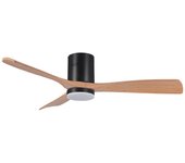 Ventilador de techo siroco bel air 40w 3 aspas con luz led negro/haya ø130 cm