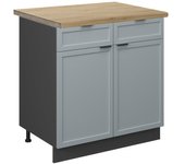 Vicco mueble bajo de cocina fame-line, azul claro-gris, 80 cm , et roble