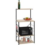 Mueble microondas negro y roble 60x39,6x123 cm