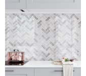 Salpicadero cocina salpicadero cocina adhesivo en pared y azulejos impermeable a prueba de aceite n.2073 gris / plateado 200 x 50 cm