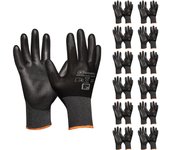 Gebol micro flex touch set di 12 guanti da lavoro con funzione touch, guanti protettivi leggeri con sensazione, da donna e da uomo, taglia xl (gr 10),