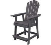 Silla patio hdpe reposabrazos reposapiés alta adirondack taburete bar jardín piscina negro 70x85x119 cm csw30749