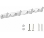 Perchero de pared para baño, toallero, perchero con 4 ganchos, para baño y entrada (blanco)