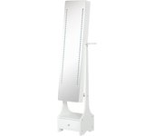 Espejo joyero de pie con luz y cajón homcom 37x30x158 cm blanco
