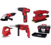 Pack 5 herramientas itools amoladora 500w taladro 500w atornillador 12v sierra de calar 350w lijadora 135w + caja de herramientas itools 18'.