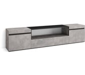 Mueble tv, televisión, 200x35x45cm, para tv hasta 80, con almacenamiento, cemento