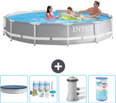 Paquete de piscina - intex - alrededor - 366x366x76 cm + accesorios a1897