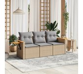 Juego de sofás de jardín con cojines beige 3 piezas | conjunto de jardín de ocio | set de comedor de jardín ratán pe cfw930003