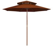 Maison exclusive - sombrilla de dos niveles palo de madera terracota 270 cm